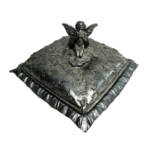 TOOTH FAIRY TRINKET BOX BY METZKE MADE IN USA PEWTER PILLOW 3" X 3" - Picture 1 of 6